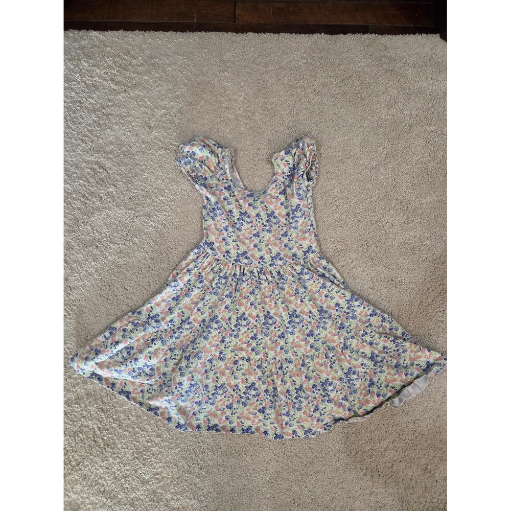 Janie and Jack Floral Dress Girls Size 7 Multicolor Puff Sleeve Tiered Excellent